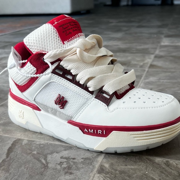 AMIRI White and Burgundy Low-Top Sneakers - Picture 2 of 6